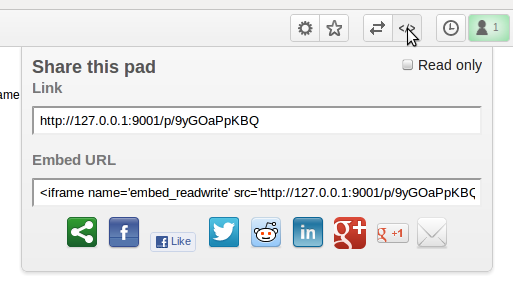 Sharethis social network support for Etherpad Lite